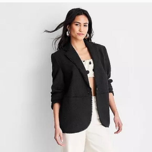 NWT Future Collective X Jenny K. Lopez Tweed Blazer Jacket in Black Size 2X - Picture 1 of 11